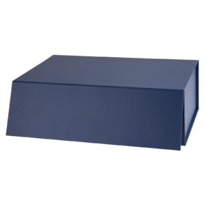 WRAPAHOLIC 1 Pcs 13.8x7.9x4.7 Inches Navy Gift Box with lids - Collapsible Gift Box with Magnetic Closure and 2 Pcs White Tissue Paper, Perfect for Birthday, Party, Holiday, Wedding, Graduation