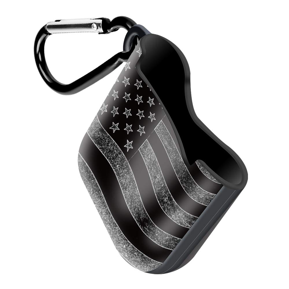 Black and White American Flag US Flag AirPods Case Cover,for Airpods 2 & 1 Silicone Protective Case Dust Guard Shockproof Cover Skin with Carabiner for Girls Women (Black & White American Flag)