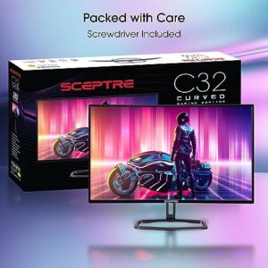 Sceptre Curved 32" FHD 1080p Gaming Monitor Up to 240Hz 1ms 99% sRGB AMD FreeSync Premium Build-in Speakers, HDMI x3 Displayport Machine Black (C325B-FWD240)