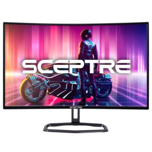 sceptre curved 32" fhd 1080p gaming monitor up to 240hz 1ms 99% srgb amd freesync premium build-in speakers, hdmi x3 displayport machine black (c325b-fwd240)