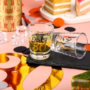 2 Pieces Dirty 30 Shot Glass 2oz Black and Gold Funny 30th Birthday Party Wine Glasses for Women and Men Present Celebrate Happy Thirty birthday Decoration