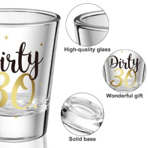 2 Pieces Dirty 30 Shot Glass 2oz Black and Gold Funny 30th Birthday Party Wine Glasses for Women and Men Present Celebrate Happy Thirty birthday Decoration