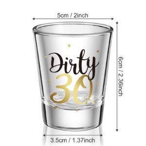 2 Pieces Dirty 30 Shot Glass 2oz Black and Gold Funny 30th Birthday Party Wine Glasses for Women and Men Present Celebrate Happy Thirty birthday Decoration