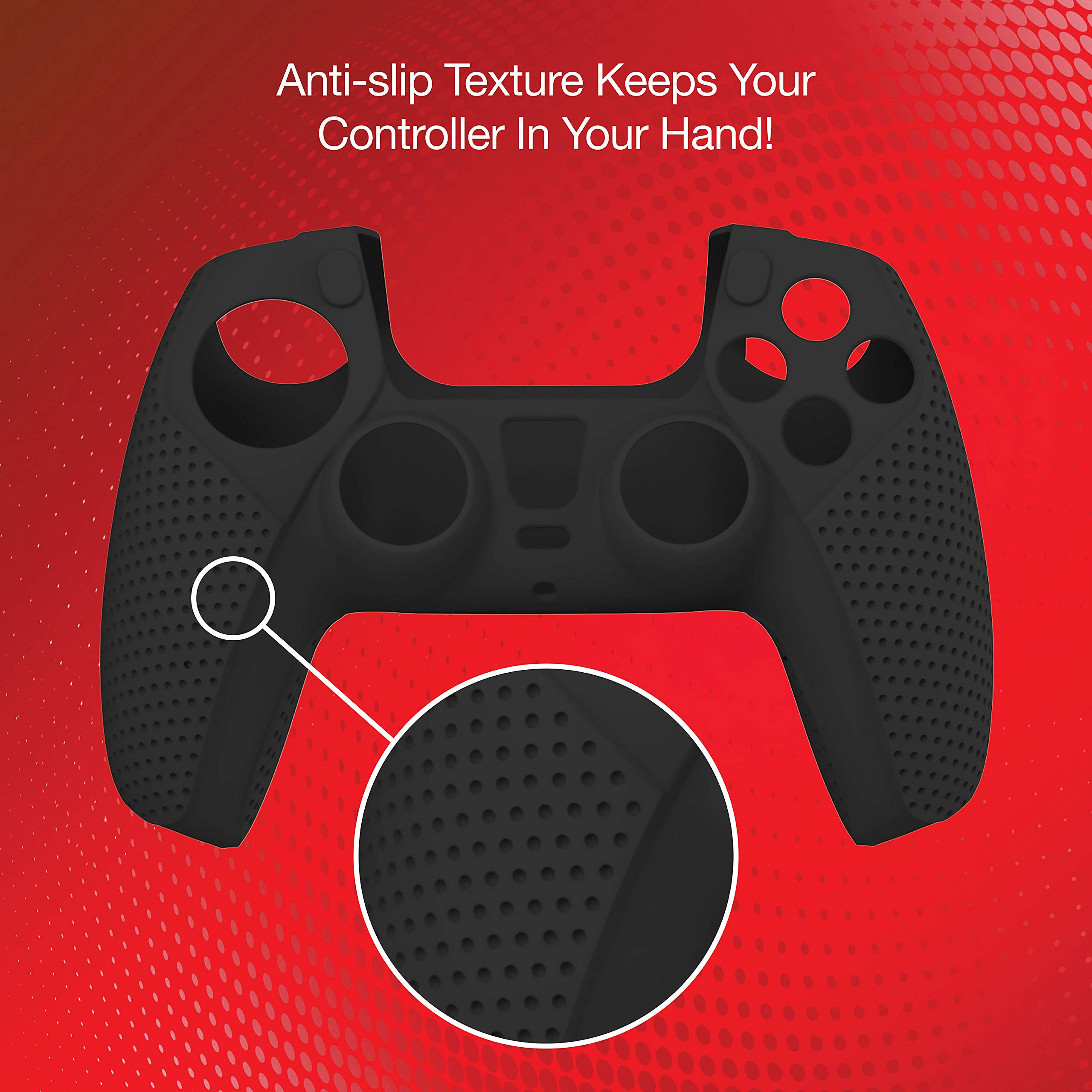 Verbatim Anti-Slip Silicone Skin Protective Cover for use with Playstation® 5 DualSense™ Wireless Controllers – 2pk – Black, Red