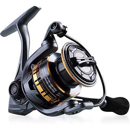 Tempo Spinning Reel, 9+1 BB Incredibly Smooth Fishing Reels, Max Drag up to 38.6 LBs, with Harder GV Rotor, Ultralight Spinning Reels