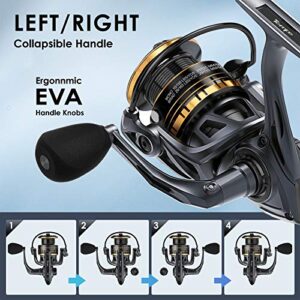 Tempo Spinning Reel, 9+1 BB Incredibly Smooth Fishing Reels, Max Drag up to 38.6 LBs, with Harder GV Rotor, Ultralight Spinning Reels