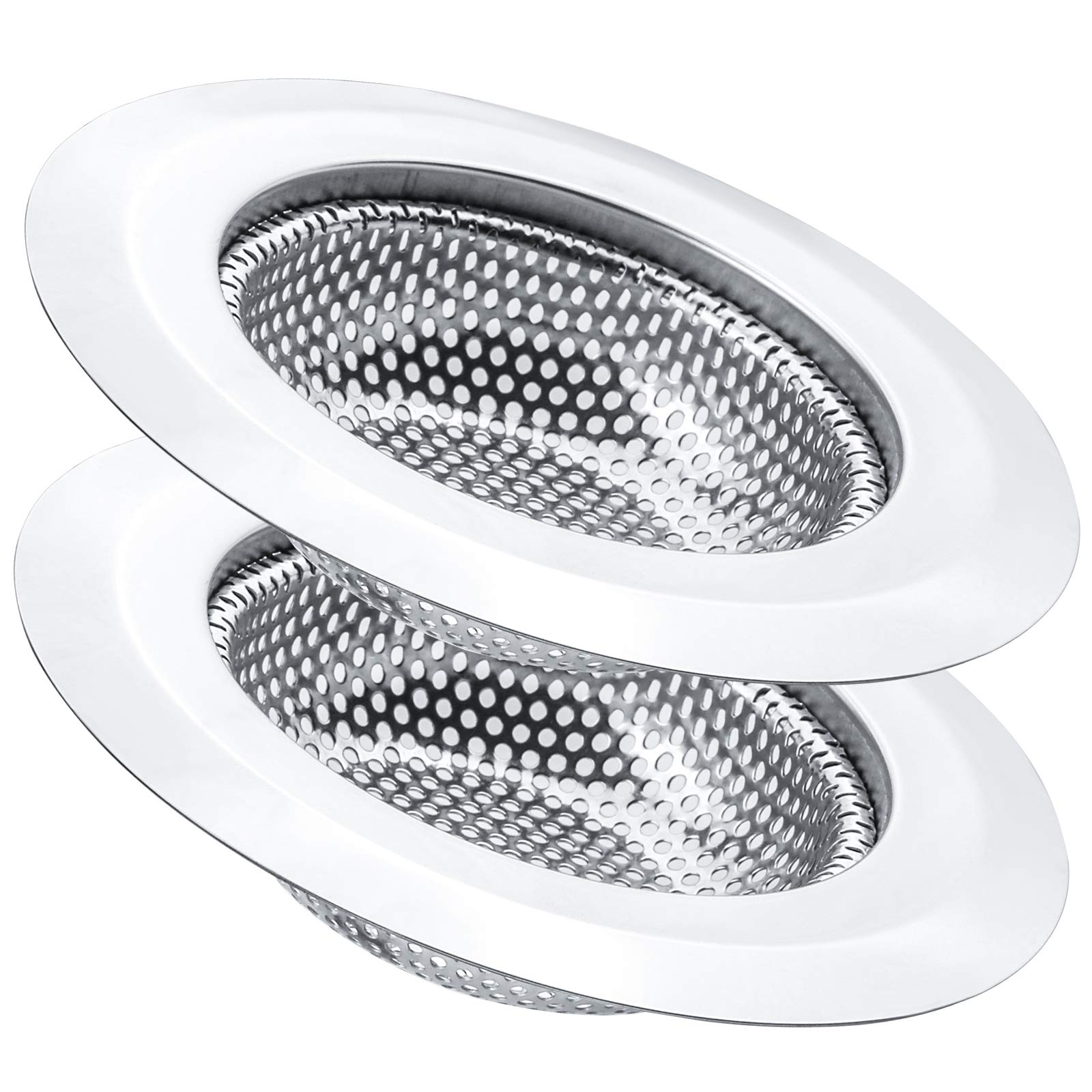 2 Pcs Kitchen Sink Strainer, Stainless Steel Drain Cover, Large Wide Rim 4.5" Diameter, Anti Clogging Basket Catcher, Dishwasher Safe