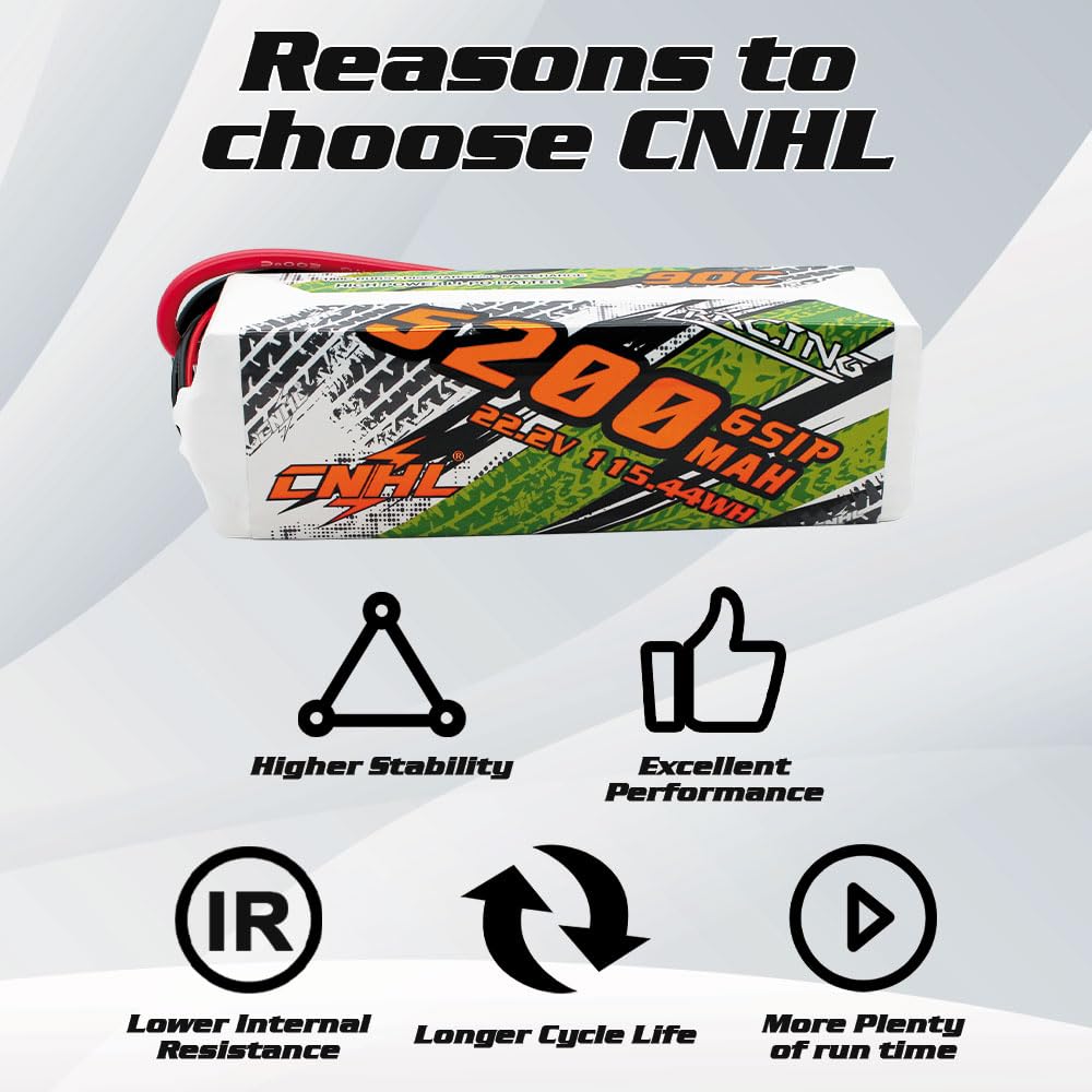 CNHL Black Series 5200mAh 90C 22.2V 6S Lipo Battery for Vortex LRC Freestyle V1 RC Boat Heli Airplane UAV Drone FPV Gen8 Multi-Motor Hobby DIY Parts