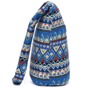 Women Shoulder Handbags Fashion canvas Hippie Crossbody Bags Bohemian Animal Prints Hobo Bags (Blue-white)