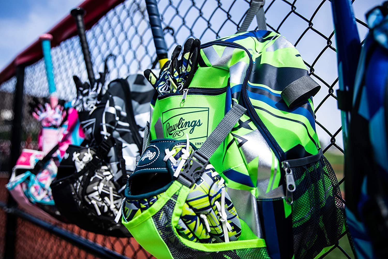 Rawlings | REMIX Backpack Equipment Bag | T-Ball & Youth Baseball / Softball | Green