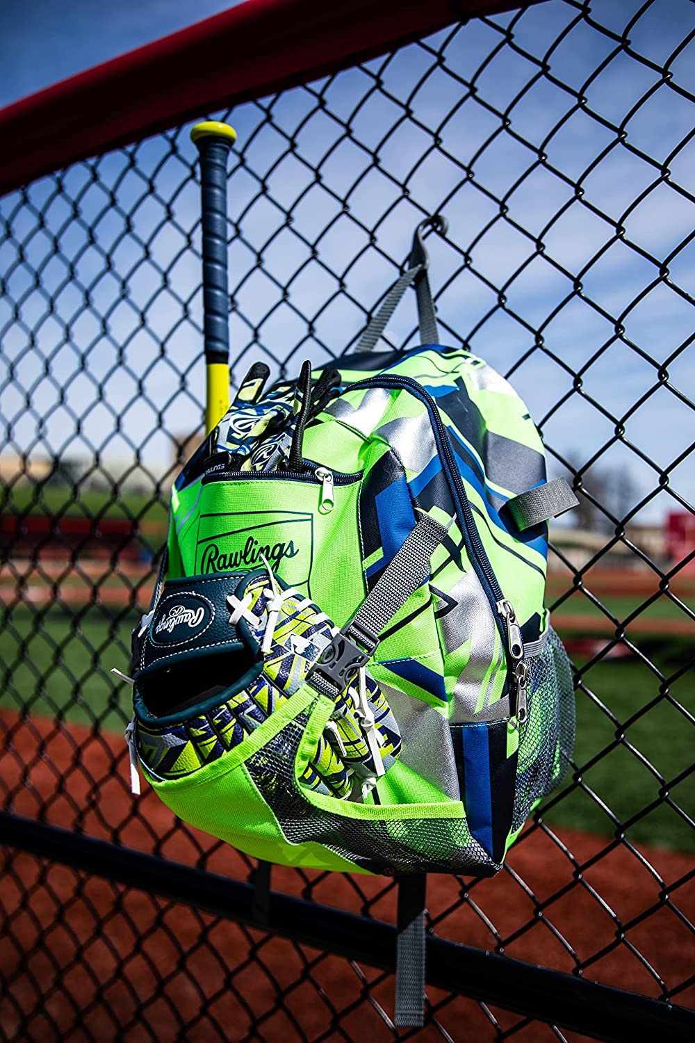 Rawlings | REMIX Backpack Equipment Bag | T-Ball & Youth Baseball / Softball | Green