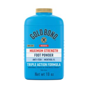 gold bond medicated talc-free foot powder 10 oz., maximum strength odor control & itch relief