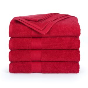 Ample Decor Hand Towel 18 X 28 Inch Pack of 4 600 GSM 100% Cotton, Soft Absorbent Thick Durable Premium Quality, for Hotel, Bathroom, Spa, Daily Use, Gym - Red