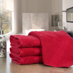 Ample Decor Hand Towel 18 X 28 Inch Pack of 4 600 GSM 100% Cotton, Soft Absorbent Thick Durable Premium Quality, for Hotel, Bathroom, Spa, Daily Use, Gym - Red