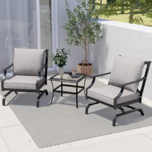 grand patio rocking chairs patio chairs bistro sets conversation chair set indoor outdoor chat set motion chair a comfortable shake of 5-10° unique design patio set with grey cushions 3-piece