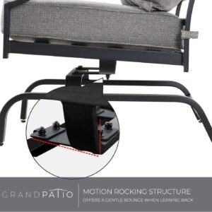 Grand patio Rocking Chairs Patio Chairs Bistro Sets Conversation Chair Set Indoor Outdoor Chat Set Motion Chair A Comfortable Shake of 5-10° Unique Design Patio Set with Grey Cushions 3-Piece