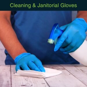 Blue Vinyl Disposable Gloves Large 50 Pack - Latex Free, Powder Free, Medical Exam, Surgical, Home, Cleaning, and Food Gloves - 3 Mil Thickness