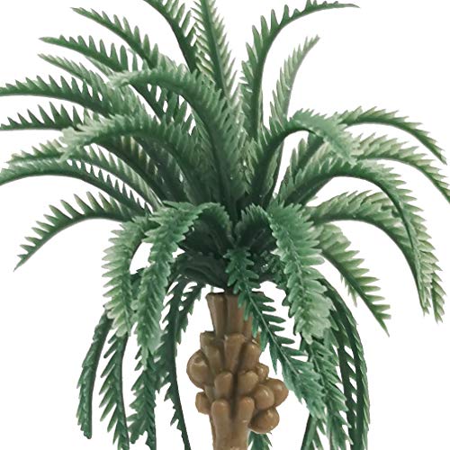 Model Trees Hobby Train Scenery Set Artificial Miniature Palm Coconut Weeping Willow Pine Décor Toy Kit with Green Leaves and Base DIY for Moss Landscape Tunnels Buildings Decoration AnyBack 18