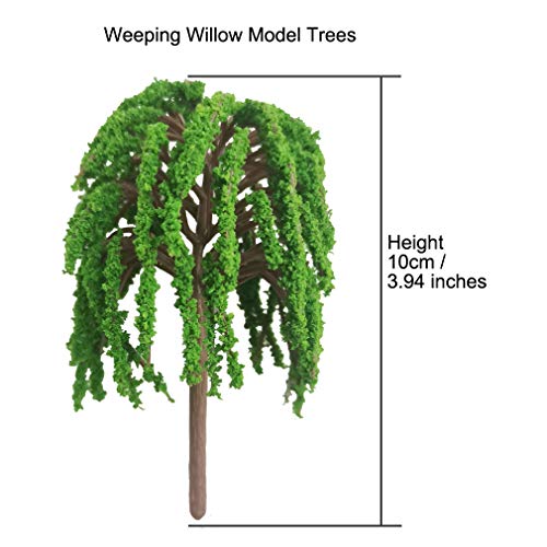 Model Trees Hobby Train Scenery Set Artificial Miniature Palm Coconut Weeping Willow Pine Décor Toy Kit with Green Leaves and Base DIY for Moss Landscape Tunnels Buildings Decoration AnyBack 18