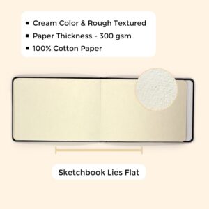 Water Color Paper Sketch Book - Portable Watercolor Sketchbook with Sturdy Faux Leather Bound Cover - 100% Cotton, Acid-Free, Textured Watercolor Journal by Viviva Colors - A5 Size, 40 Pages, 140 lbs