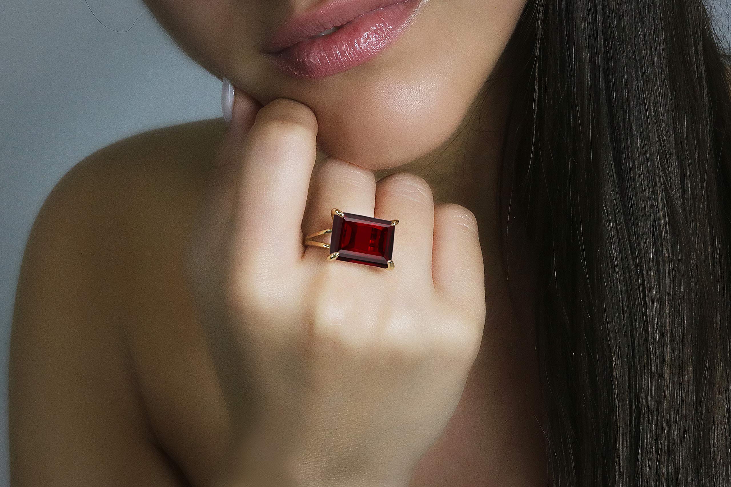 Red Garnet Ring - Bold Gemstone 14k Gold Filled Ring - Birthstone Jewelry, Handmade Ring, Rings for Women - Handmade Fashion Rings for Her - Customizable with Engraving