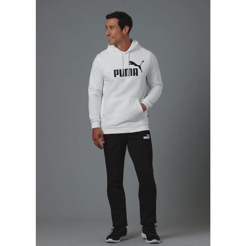 PUMA mens Essentials Big Logo Fleece Hoodie Hooded Sweatshirt, White, X-Large US