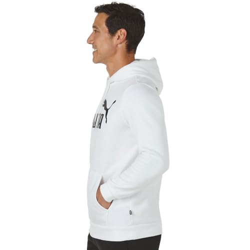 PUMA mens Essentials Big Logo Fleece Hoodie Hooded Sweatshirt, White, X-Large US