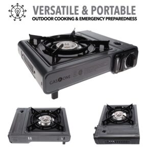 Gas One Portable Butane Camping Stove with Case: Automatic Ignition, Precise Heat Control - 7,650 BTU, Ideal for Camping & Tailgating and Outdoor Cooking