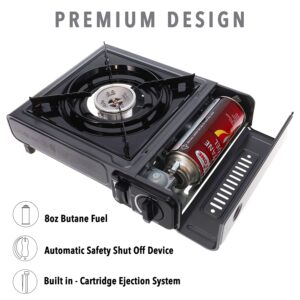 Gas One Portable Butane Camping Stove with Case: Automatic Ignition, Precise Heat Control - 7,650 BTU, Ideal for Camping & Tailgating and Outdoor Cooking