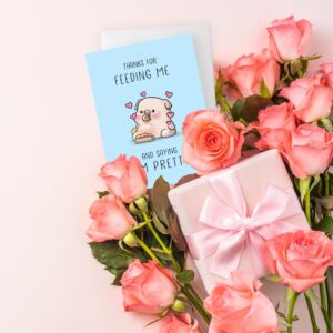 ALY LOU Anniversary Card, Birthday Card, Her Him/Girlfriend Wife/Husband Boyfriend, Friendship Thank You Kawaii Greeting Card (Thanks For Feeding Me ...)