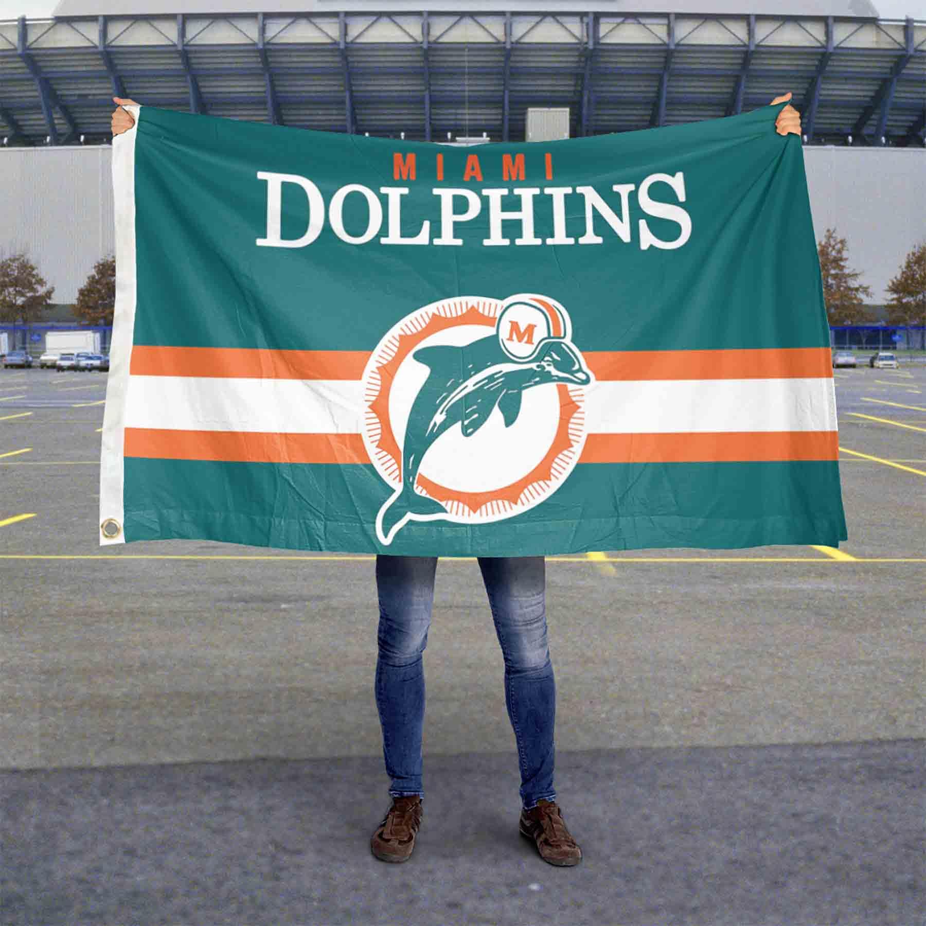 Dolphins Throwback Vintage Retro 3x5 Banner Flag