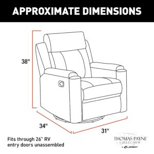 Thomas Payne® RV Swivel Glide Recliner - Norlina – Luxurious, Comfortable RV Recliner – Easy-to-Clean PolyHyde® Vinyl Fabric – High-Density Foam Interior for Extra Comfort – 2020129856