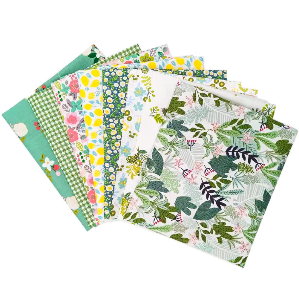 Qimicody Fat Quarters Fabric Bundles, 8 Pcs 100% Cotton 20” x 20” (50cmx50cm) Precut Quilting Fabric Squares Sheets for DIY Patchwork Sewing Quilting Crafting, No Repeat Design (Floral Pattern A)