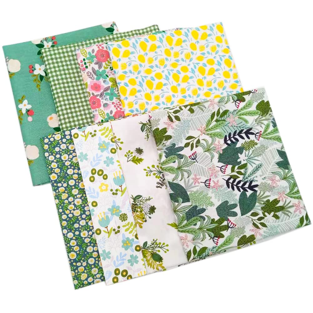 Qimicody Fat Quarters Fabric Bundles, 8 Pcs 100% Cotton 20” x 20” (50cmx50cm) Precut Quilting Fabric Squares Sheets for DIY Patchwork Sewing Quilting Crafting, No Repeat Design (Floral Pattern A)