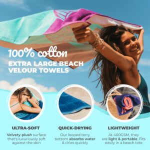 Nova Blue Dolphin Beach Towel – Tropical Blue & Purple Colors with A Unique Design, Extra Large, XL, Pool Towels (34”x 63”) Made from 100% Cotton