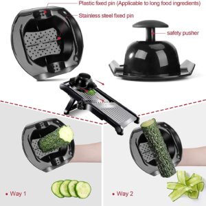 Masthome Professional Mandoline Slicer Stainless Steel Adjustable Blade,Food Cutter for Vegetable Fruit Cheese,Kitchen Food Blade Onion Cutter with Food Holder and Cut Resistant Glove