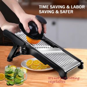 Masthome Professional Mandoline Slicer Stainless Steel Adjustable Blade,Food Cutter for Vegetable Fruit Cheese,Kitchen Food Blade Onion Cutter with Food Holder and Cut Resistant Glove