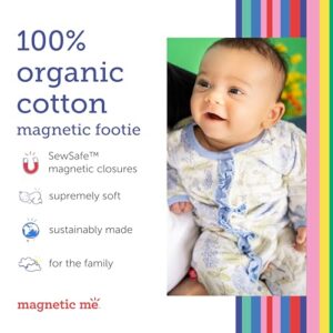 Magnetic Me Footie Pajamas 100% Organic Cotton Baby Sleepwear for Boys or Girls Quick Magnetic Fastener Sleeper Pop Jungle 0-3 Months