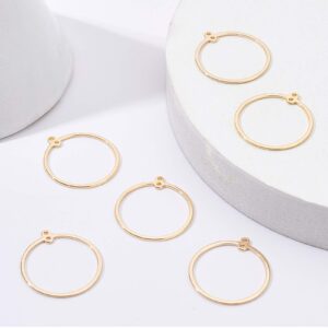 BENECREAT 20pcs 18K Real Gold Plated Round Beading Hoop Earring Finding Components for Jewelry Making, Wedding Mother's Day Festival Gift DIY, 27.5x25mm