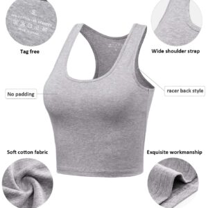 Porvike 3-Pack Sports Crop Tank Tops for Women: Racerback Yoga, Running, Gym Workout Shirts (S, Black/White/Grey)