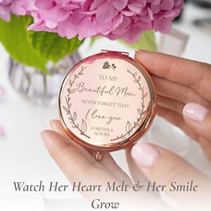 CV CHARVORIA Mom Birthday Gifts for Mom – Rose Gold ‘I Love You Mom’ Magnified Makeup Mirror, Sentimental Mom Birthday Gifts from Daughter, Cute Mom Gifts or Mother Daughter Gifts for Mothers day