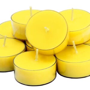 DEYBBY Aromatherapy Soy Wax Tea Candle, Lemon Scented Clear Cup Summer Candles Gift for Home|4 Hour Burn Time|Smokeless& Long Lasting|Great for Bar, Dinner (Pack of 12)