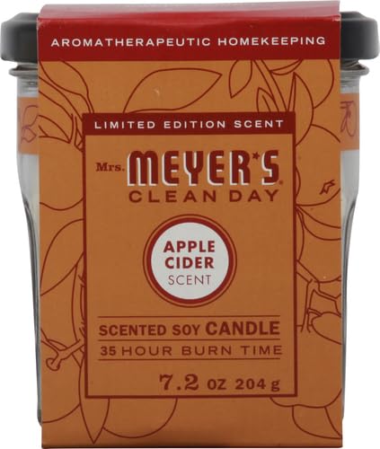 MRS. MEYER'S CLEAN DAY, Scented Soy Aromatherapy Candle, 35 Hour Burn Time, Made With Soy Wax And Essential Oils, Apple Cider, 7.2 Ounce