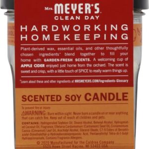 MRS. MEYER'S CLEAN DAY, Scented Soy Aromatherapy Candle, 35 Hour Burn Time, Made With Soy Wax And Essential Oils, Apple Cider, 7.2 Ounce