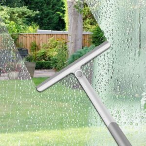 Shower Squeegee for Shower Doors, Shower Squeegee for Glass Doors, Bathroom, Mirrors, Windows Cars and Tile Walls, Silicone Handle Shower Squeegee 12 Inch （Grey+Green，2Pack）