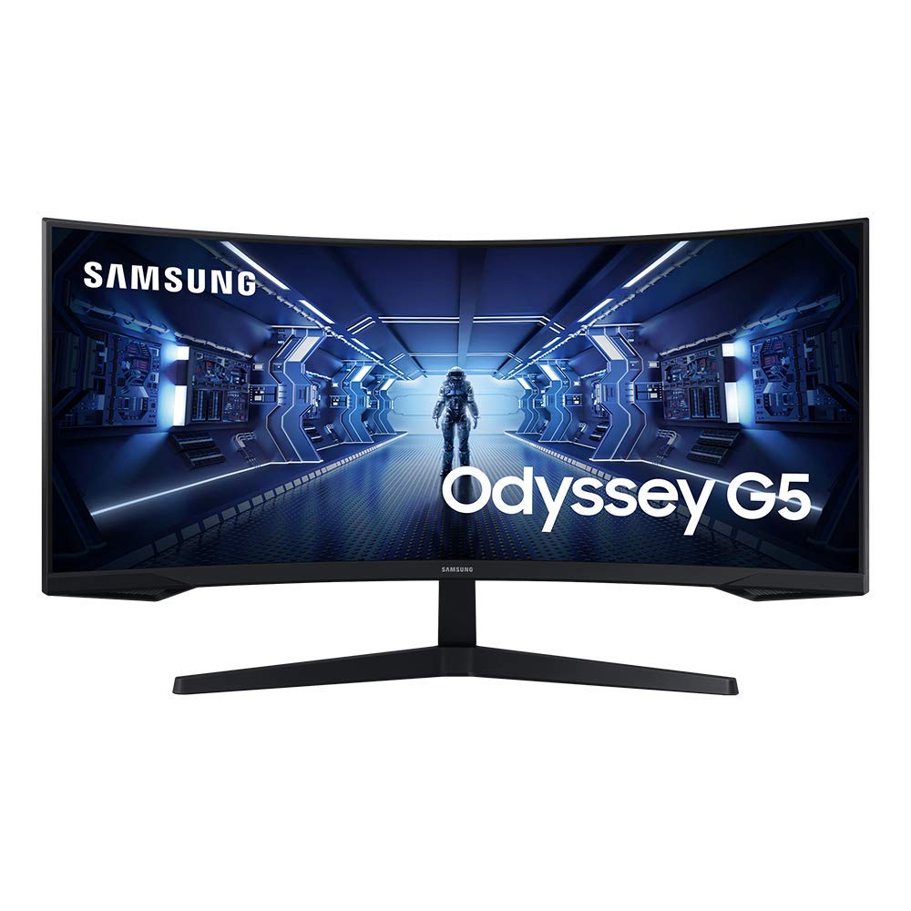 Samsung 34-Inch Odyssey G5 Ultra-Wide Gaming Monitor with 1000R Curved Screen, 165Hz, 1ms, FreeSync Premium, WQHD (LC34G55TWWNXZA, 2020 Model), Black (Renewed)