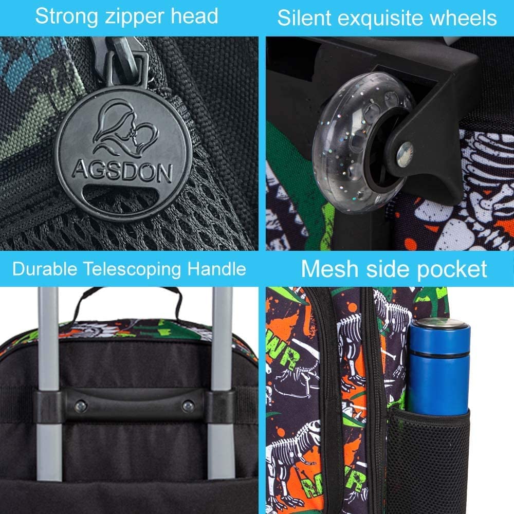 Kids Luggage for Boys, Dinosaur Rolling Travel Carry on Suitcase for Toddler Children with Wheels