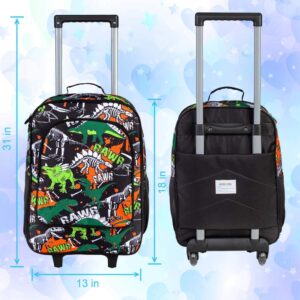 Kids Luggage for Boys, Dinosaur Rolling Travel Carry on Suitcase for Toddler Children with Wheels