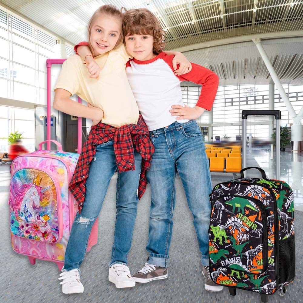 Kids Luggage for Boys, Dinosaur Rolling Travel Carry on Suitcase for Toddler Children with Wheels