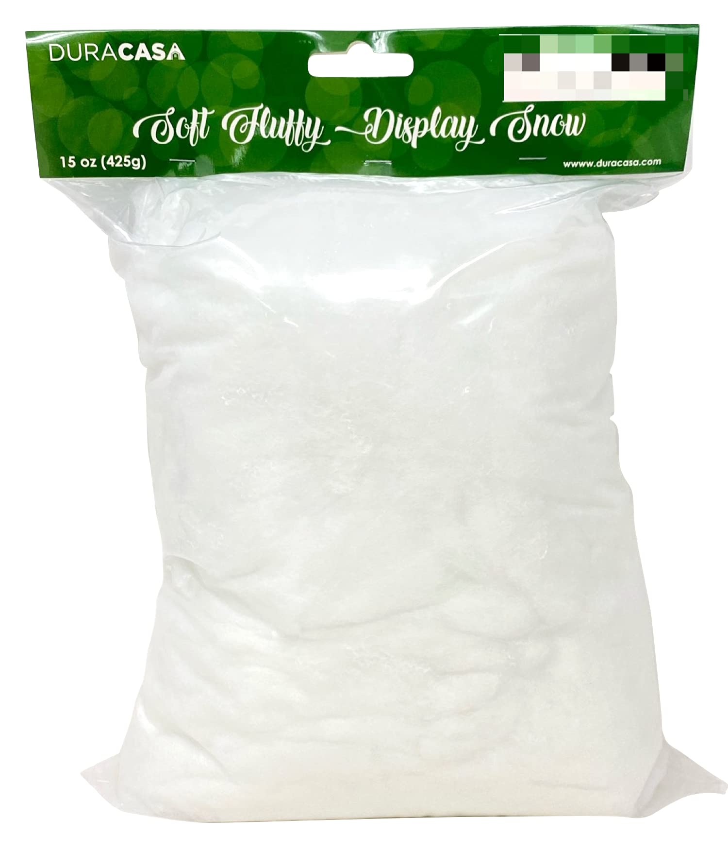 DuraCasa Christmas Cotton Snow Decor - 15 oz of Fluffy Indoor Snow for Decorating - Artificial Snow for Your Mantle, Village or Nativity Set, Flame Resistant, Christmas Decorations (15 oz.)